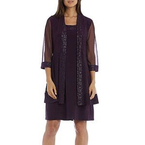 R&M Richards Navy Sheer Mesh 3/4 Sleeve Jacket Sz6